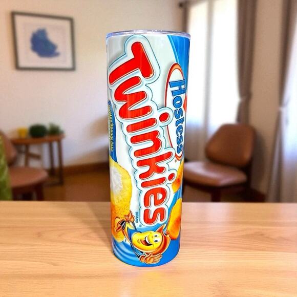 NEW 20oz Twinkie Twinkies Skinny Tumbler Stainless‎ Steel Thermos Cup w/ Straw - Picture 1 of 8